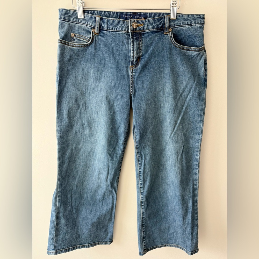 Trina Turk Blue Straight Leg Capri Jeans Size 12